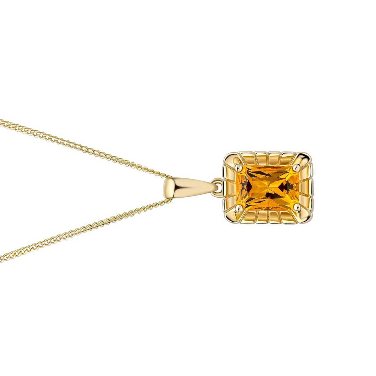 Natural Solitaire Citrine Pendant 9ct Yellow Gold 375 Hallmarked British Made