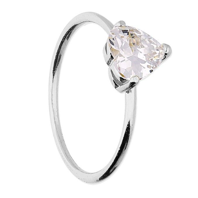 Solitaire Heart Ring Sterling Silver 925 Hallmarked British Made Size J - Q