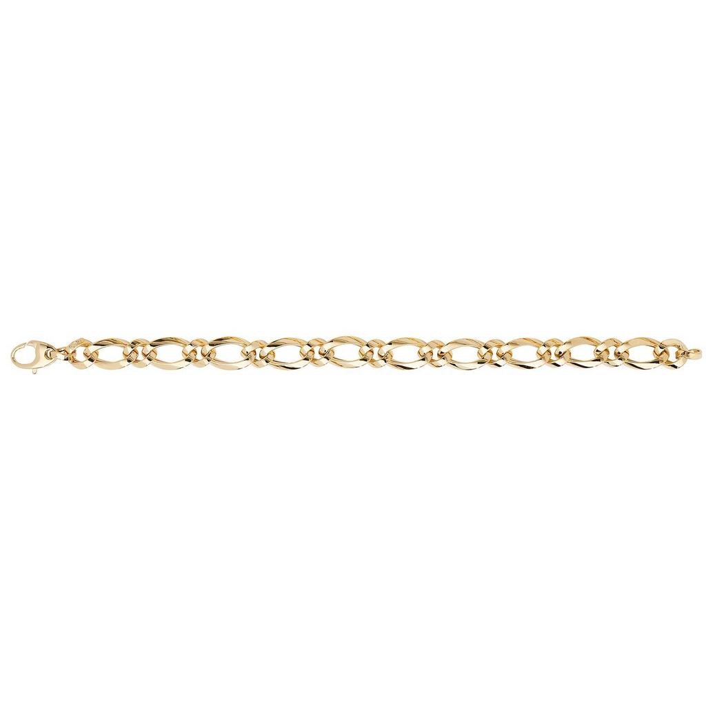 Figaro Link Bracelet 9ct Yellow Gold 375 Hallmarked British Made Brand New