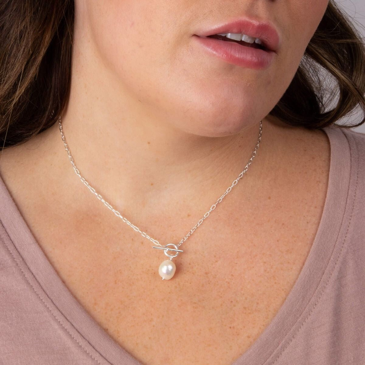 T Bar Pearl Necklace Sterling Silver 925 Hallmarked Brand New Boxed
