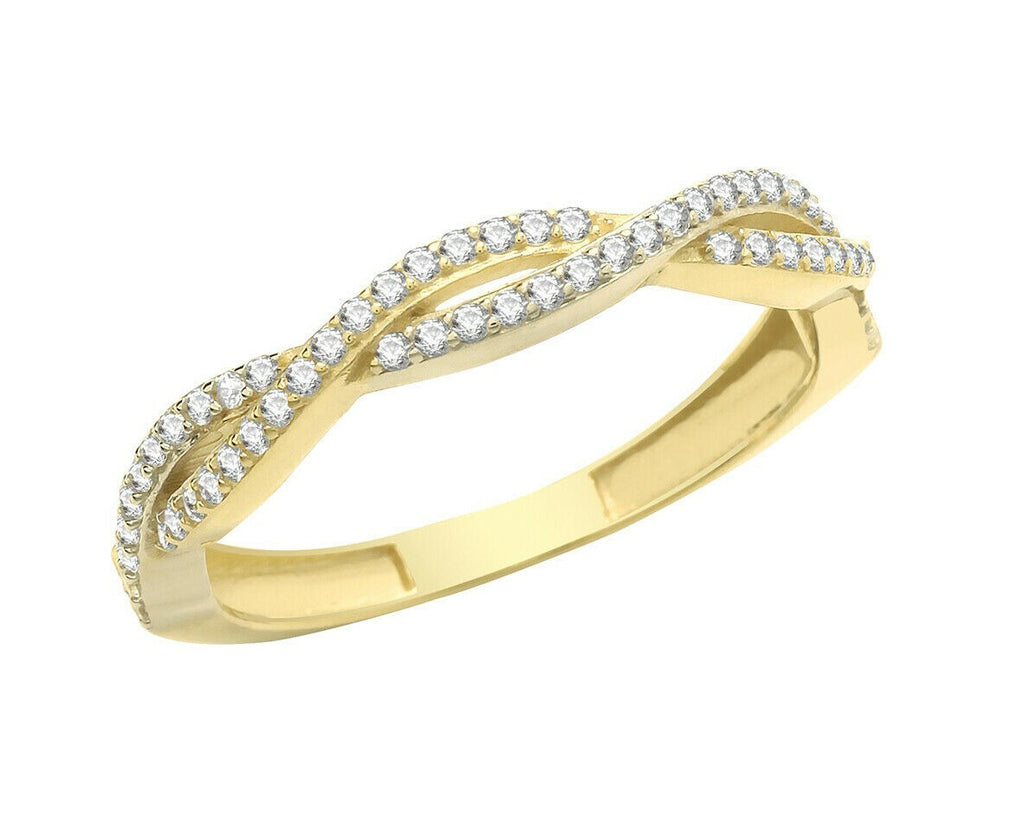 Crossover Gemstone Eternity Ring 9ct Yellow Gold Hallmarked Sizes L - Q