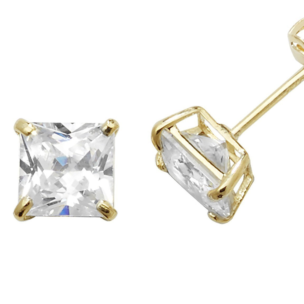 5mm Solitaire Cushion Stud Earrings 9ct Yellow Gold 375 Hallmark Brand New Boxed