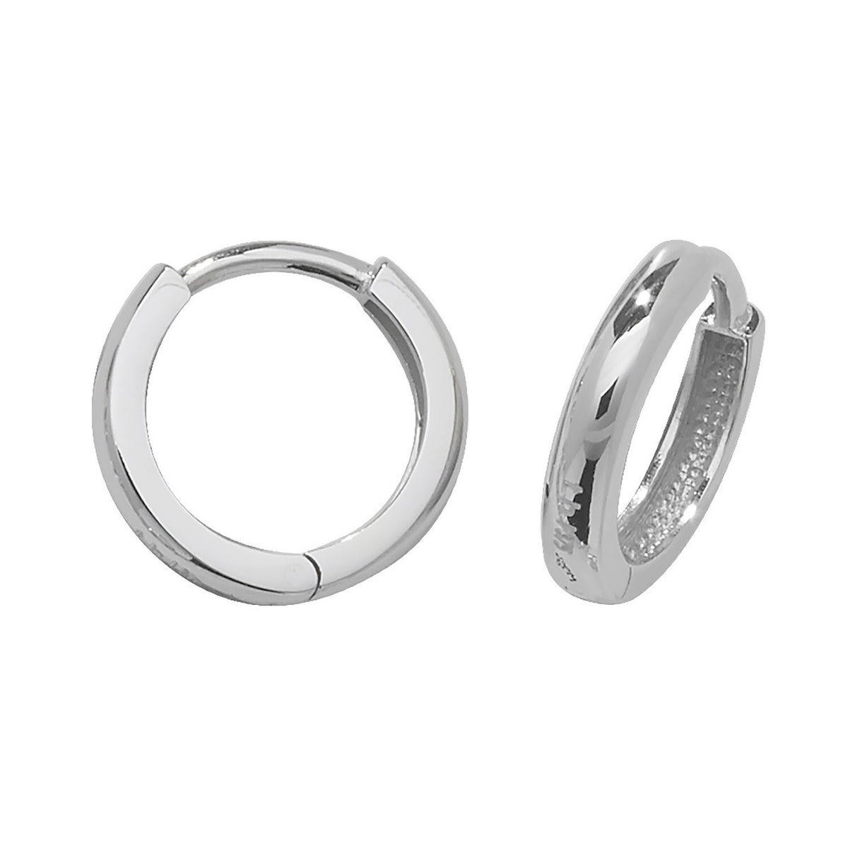 9ct White Gold 10mm Hoop Earrings British Made 375 Hallmarked Brand New Boxed