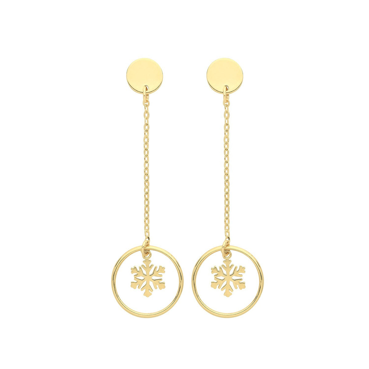 Snowflake Chain Drop Earrings 9ct Yellow Gold 375 Hallmarked Brand New Boxed