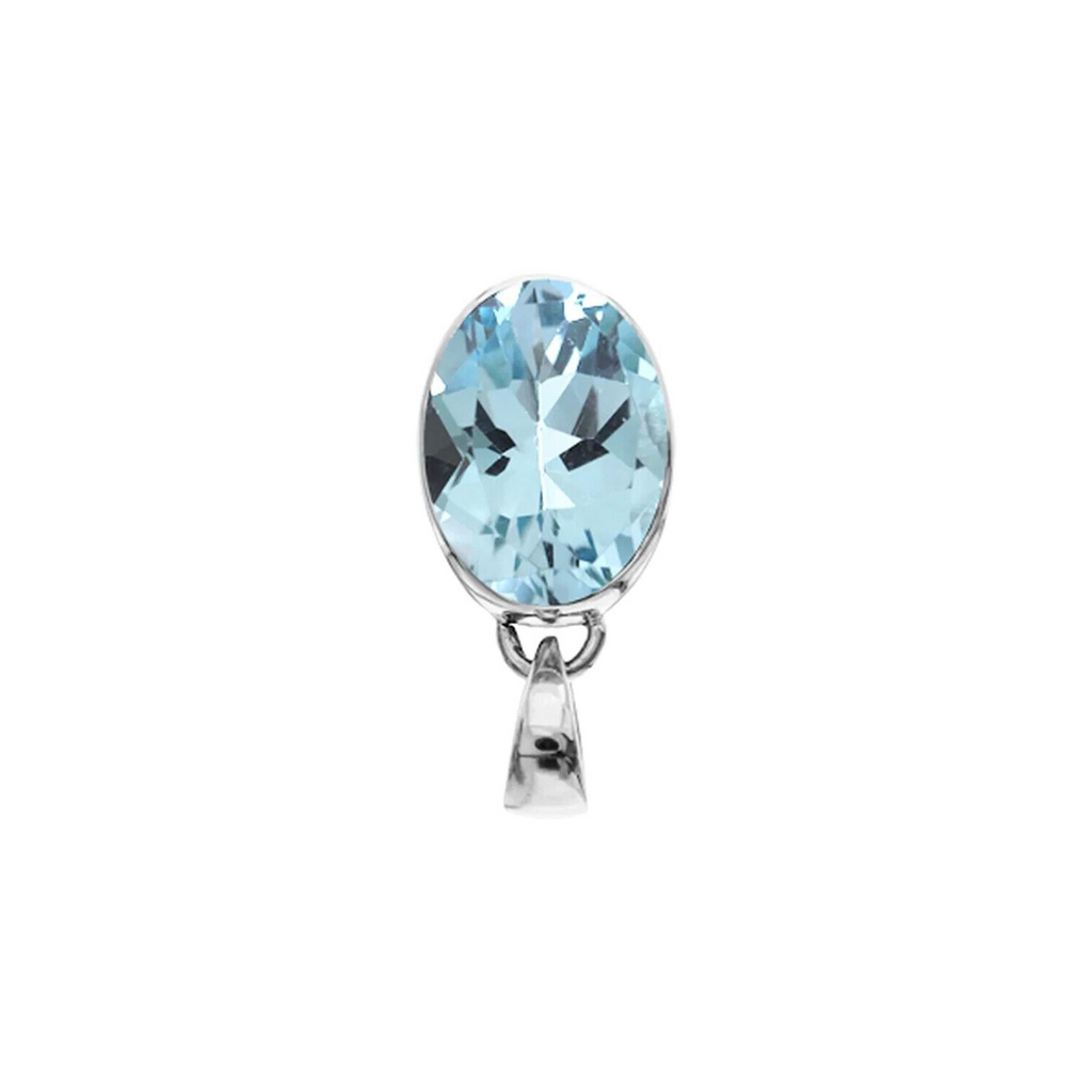 Oval Blue Topaz Pendant Sterling Silver 925 Hallmarked All Chain Lengths