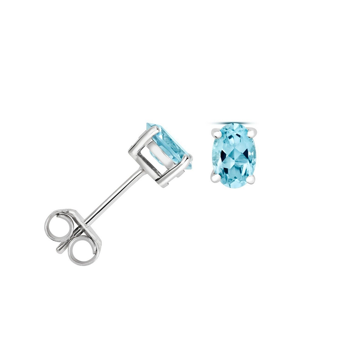 Oval Aquamarine Earrings 9ct White Gold 375 Hallmarked New Boxed British Made
