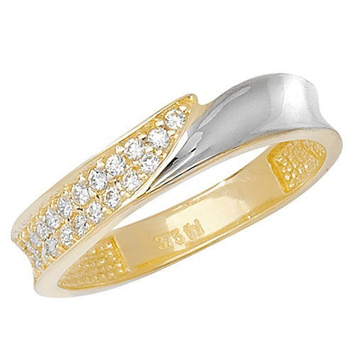 Wavy Band Ring 9ct 2 Tone Gold 375 Hallmarked Sizes J - S British Made