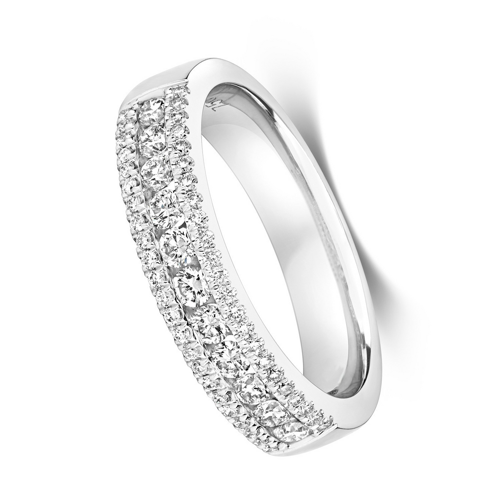45 Natural Diamond Statement Band Ring 18ct White Gold Hallmarked Sizes J - Q