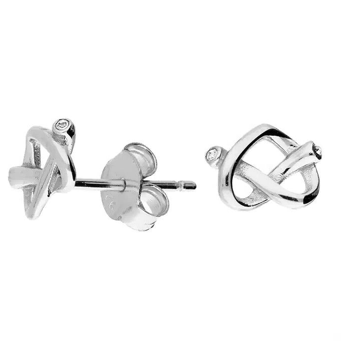 Knot Heart Stud Earrings Sterling Silver 925 Hallmarked British Made Brand New
