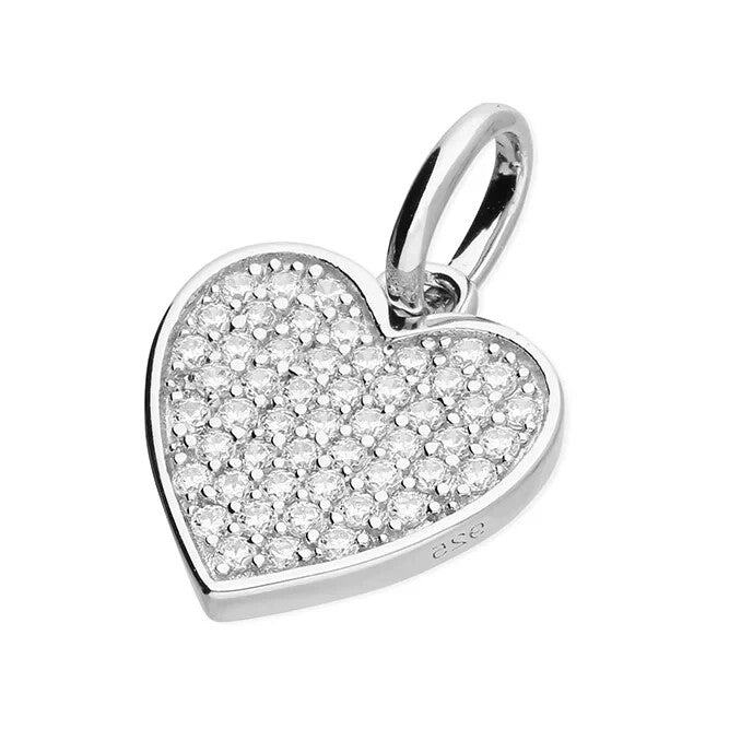 Pave Heart Zircon Pendant Sterling Silver 925 Hallmarked All Chain Lengths