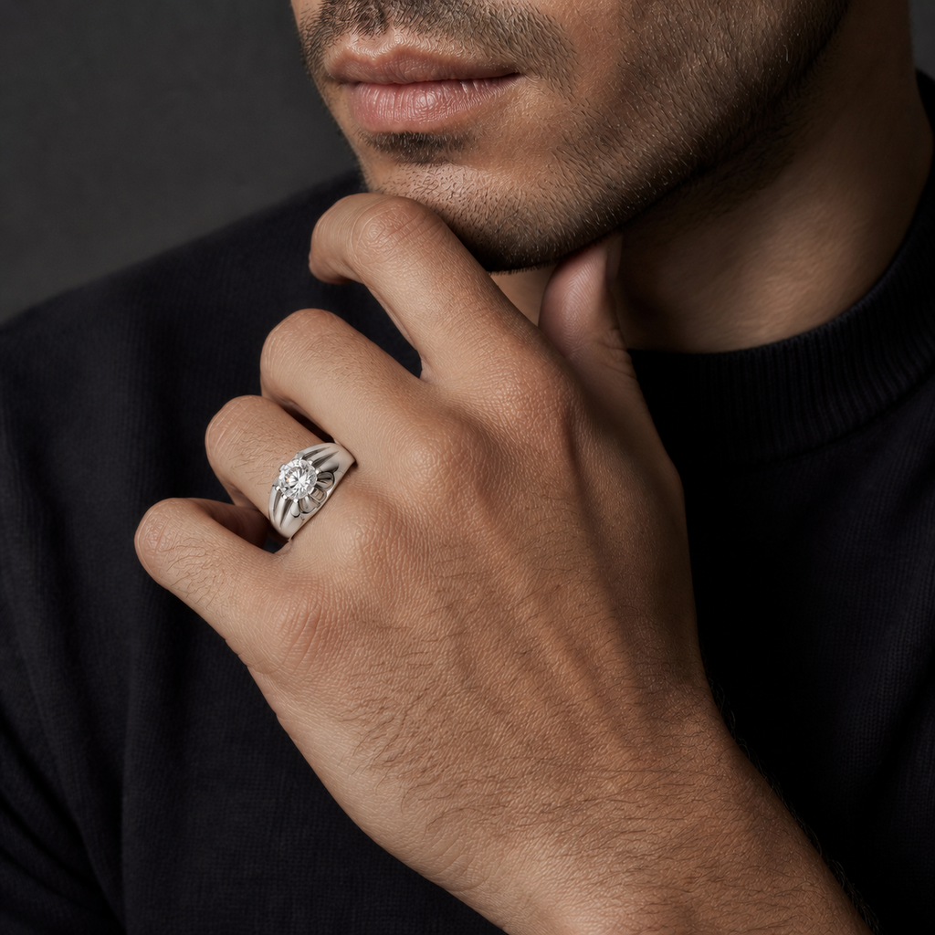 Men's Sterling Silver Solitaire Ring Engagement Gents 925 Hallmark Sizes Q - Z