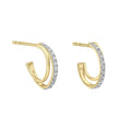 Diamond Double Hoop Earrings 9ct Yellow Gold 375 Hallmarked British Made