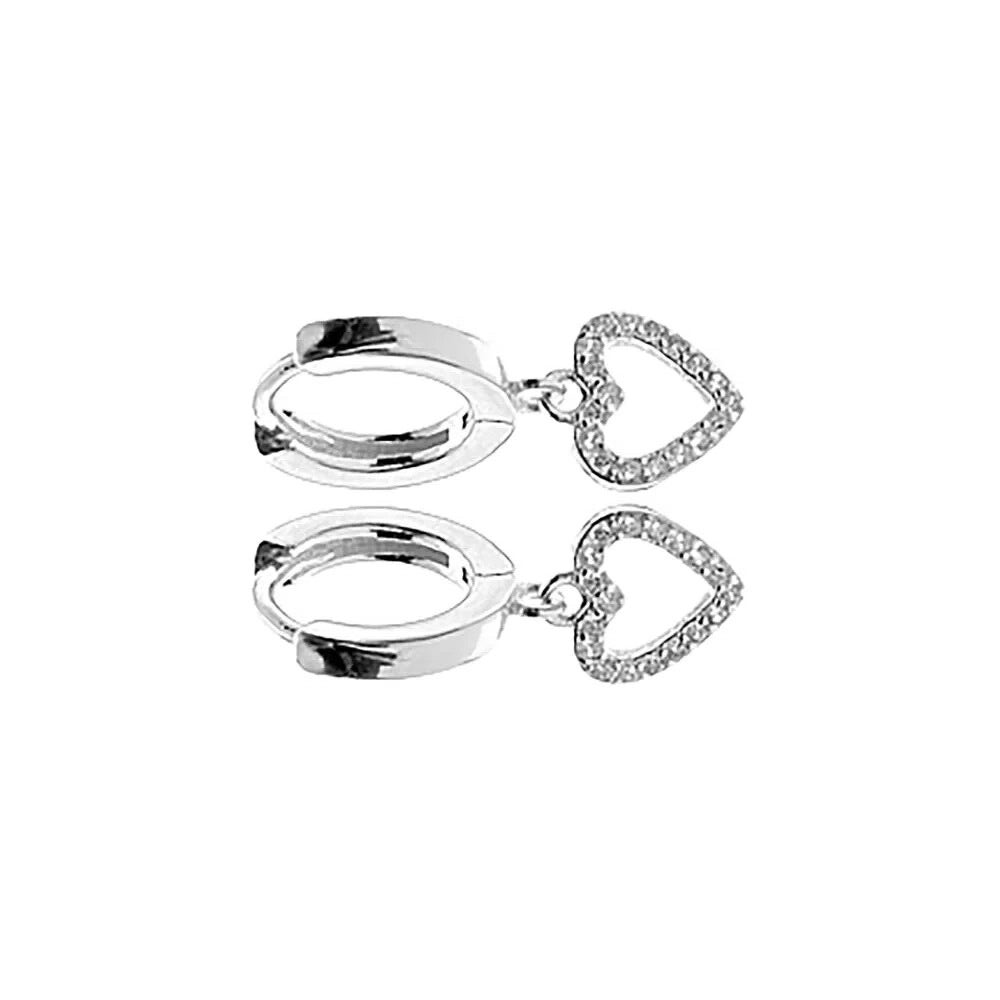 Mariah Heart Hoop Huggie Earrings Sterling Silver 925 Hallmarked Brand New Boxed