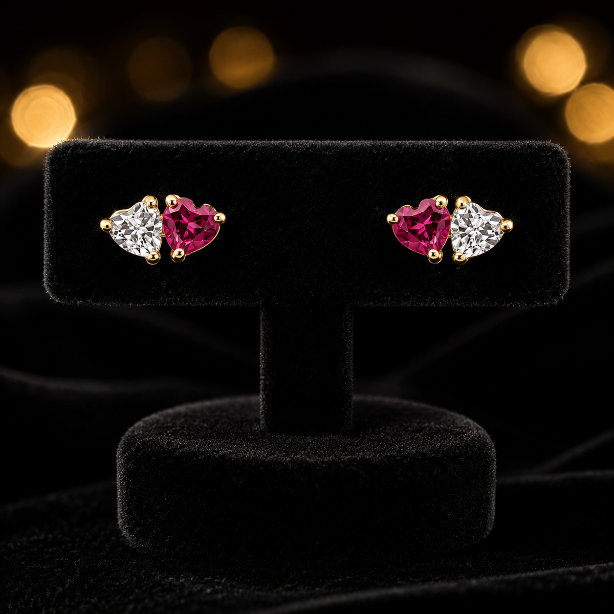 Garnet Heart Pendant & Earrings Set 9ct Yellow Gold 375 Hallmarked British Made