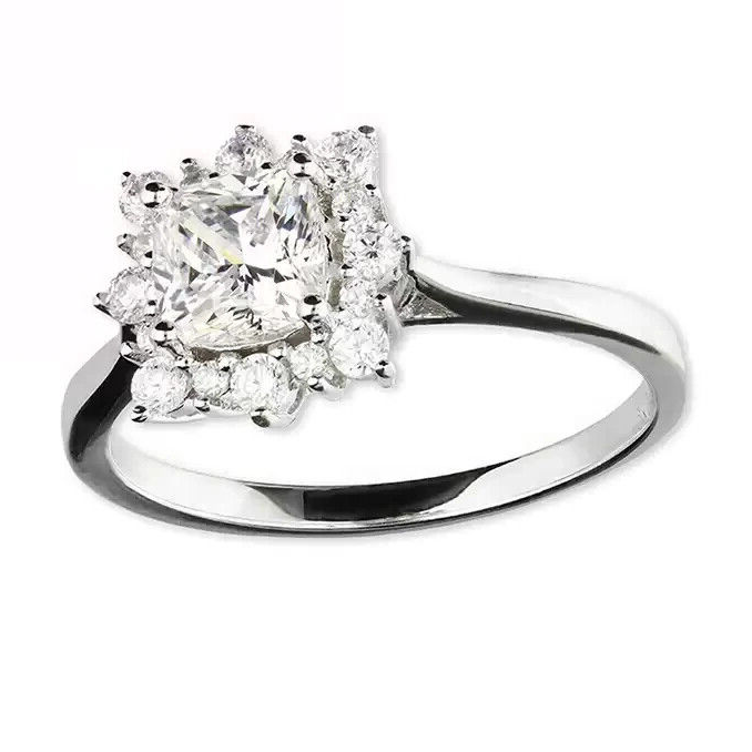 Snowflake Cluster Ring Sterling Silver 925 Hallmarked British Made Size L - R