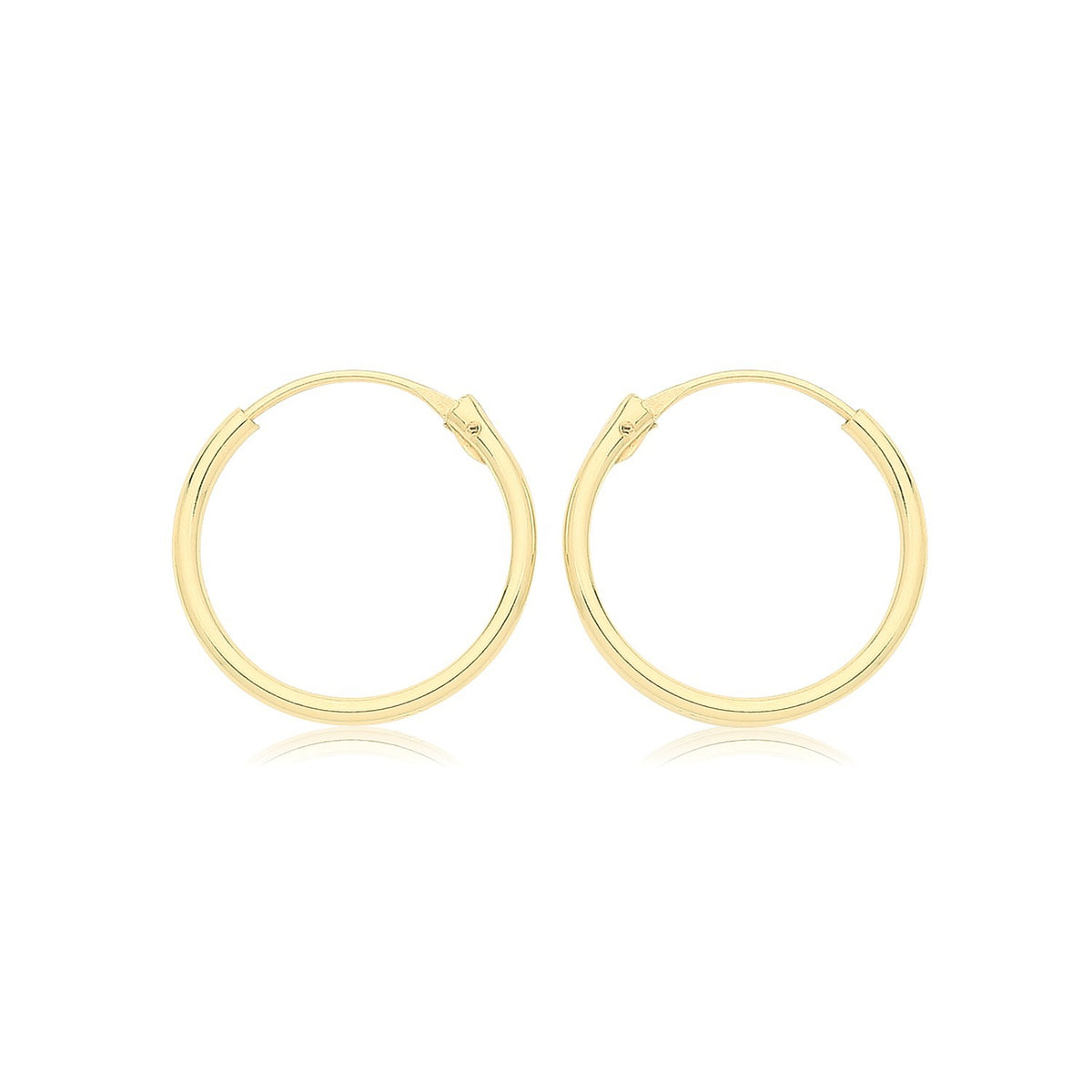 9ct Yellow Gold Sleeper Hoop Earrings 375 Hallmarked 8mm - 12mm Diameter
