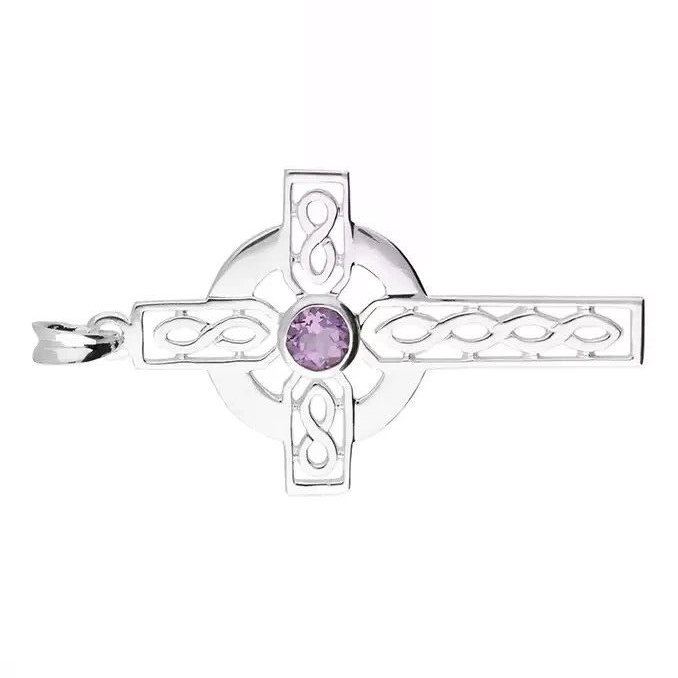Amethyst Flush Cross Sterling Silver 925 Hallmark British Made All Chain Lengths