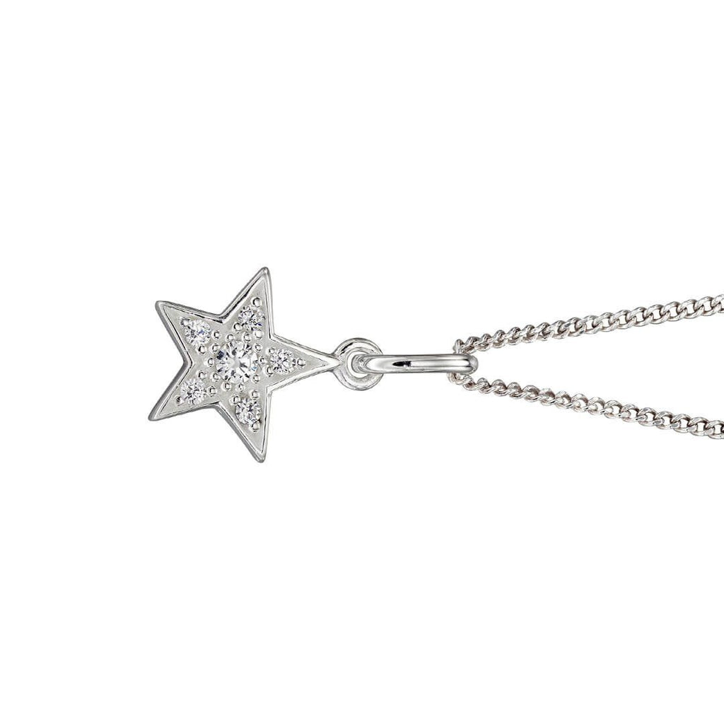 Sterling Silver Pave Star Pendant 925 Hallmarked British Made All Chain Lengths