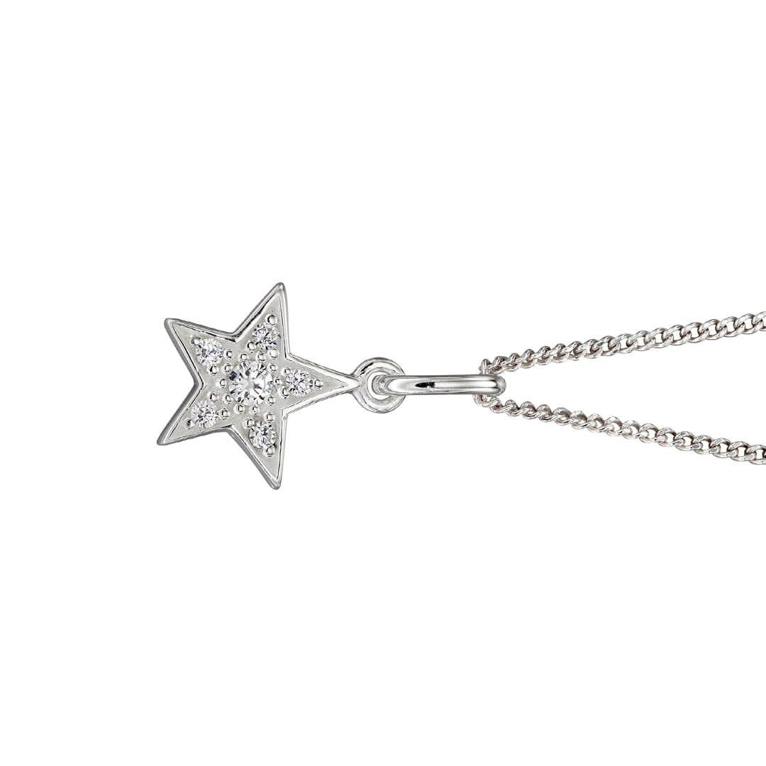 Sterling Silver Pave Star Pendant 925 Hallmarked British Made All Chain Lengths