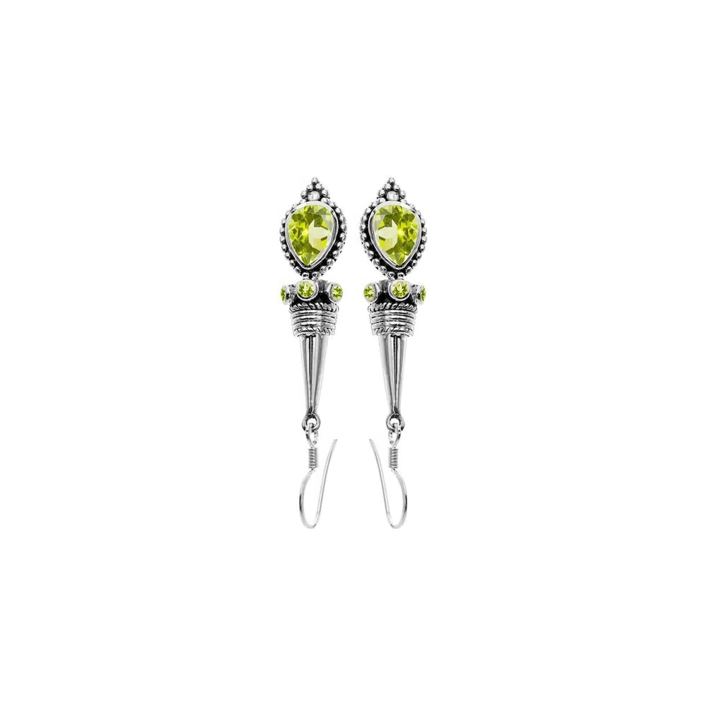 Vintage Peridot Drop Earrings Sterling Silver 925 Hallmarked British Made