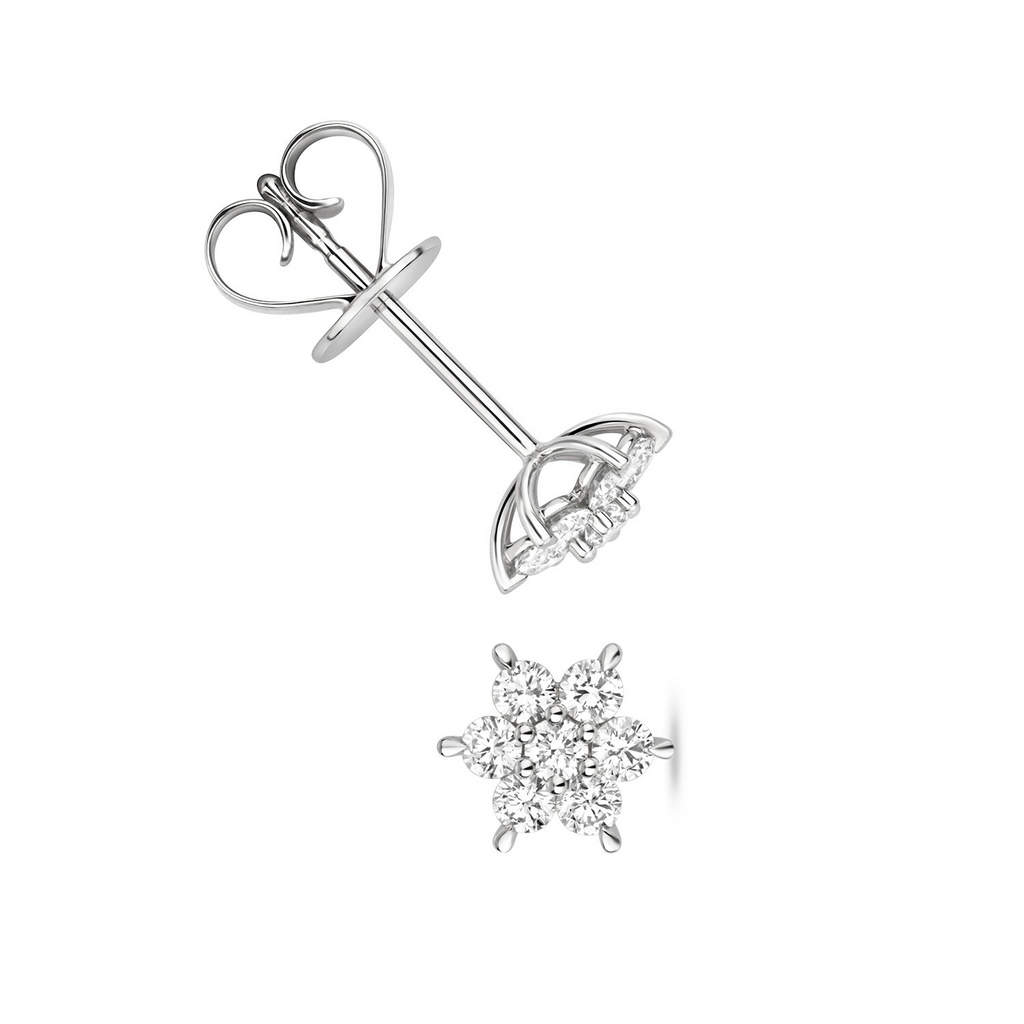 7 Natural Diamond Snowflake Earrings 18ct White Gold Hallmarked British Made