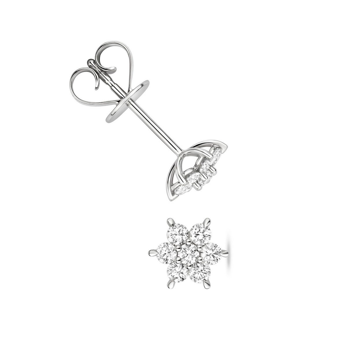 7 Natural Diamond Snowflake Earrings 18ct White Gold Hallmarked British Made