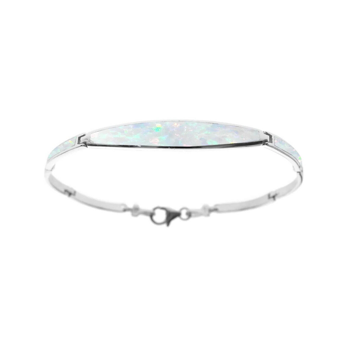 White Opal Marquise Bangle Sterling Silver 925 Hallmarked Brand New Boxed