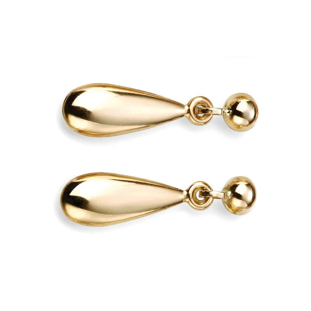 Plain Teardrop Earrings 9ct Yellow Gold 375 Hallmarked British Made Brand New