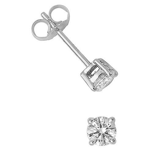 Natural Diamond Stud Solitaire Earrings 18ct White Gold Hallmarked British Made