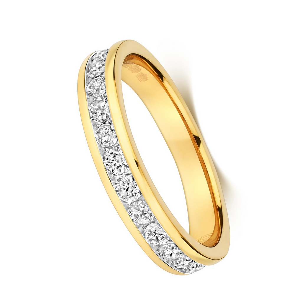 12 Natural Diamond Eternity Ring 18ct Yellow Gold Hallmarked Sizes J - Q