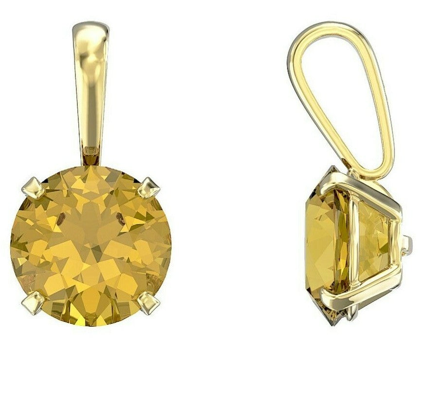 Yellow Gold Citrine Solitaire Pendant Hallmarked British Made All Chain Lengths