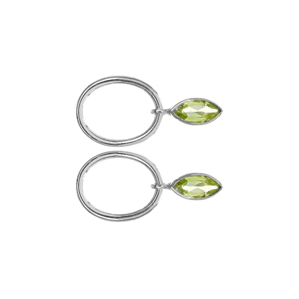 Marquise Peridot Hoop Earrings Sterling Silver 925 Hallmarked Brand New Boxed