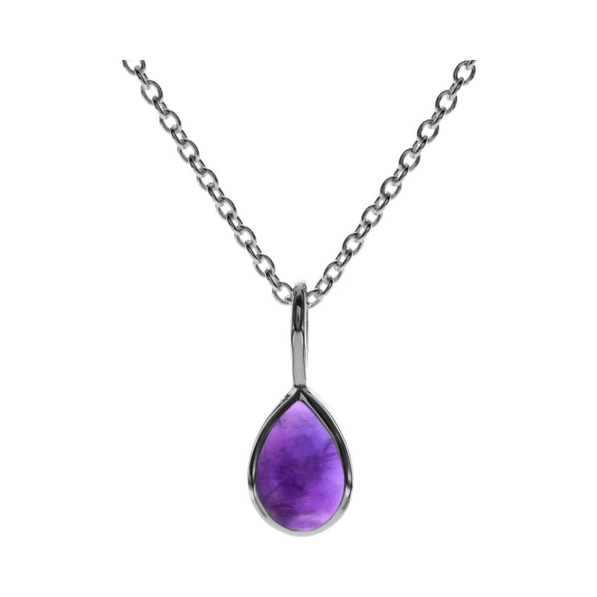 Amethyst Teardrop Necklace Solid Sterling Silver 925 Hallmarked British Made