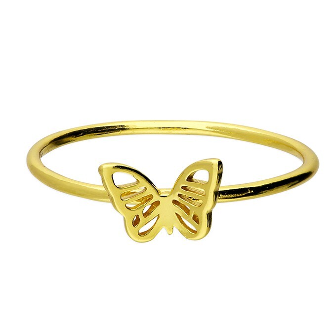 Butterfly Ring 14ct Yellow Gold Plated Hallmarked British Made Size K - Q