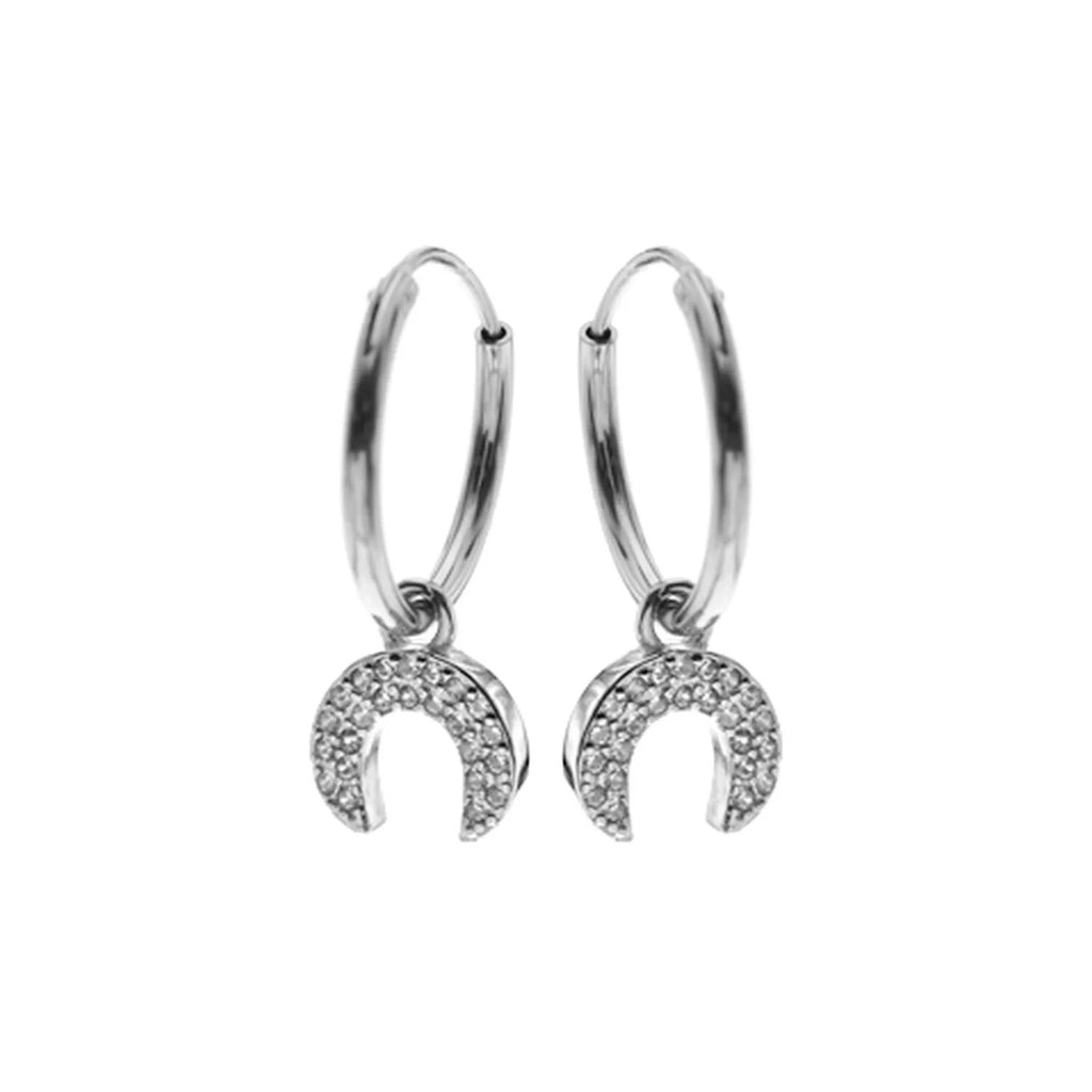 15mm Moon Hoop Earrings Sterling Silver 925 Hallmarked Brand New Boxed