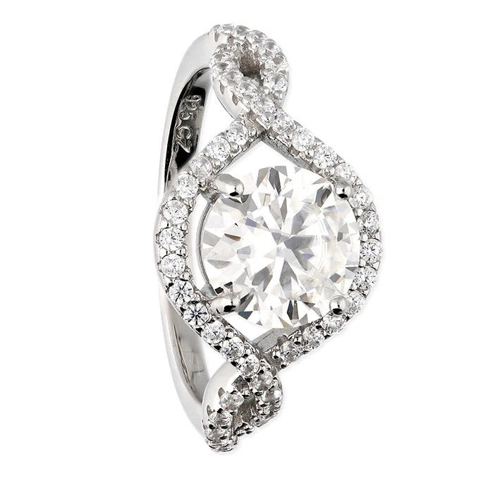 Open Twist Halo Ring Sterling Silver 925 Hallmarked British Made Size L - Q