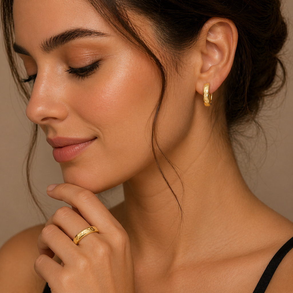 9ct Yellow Gold DC Hoop Earrings British Made 375 Hallmarked Brand New Boxed