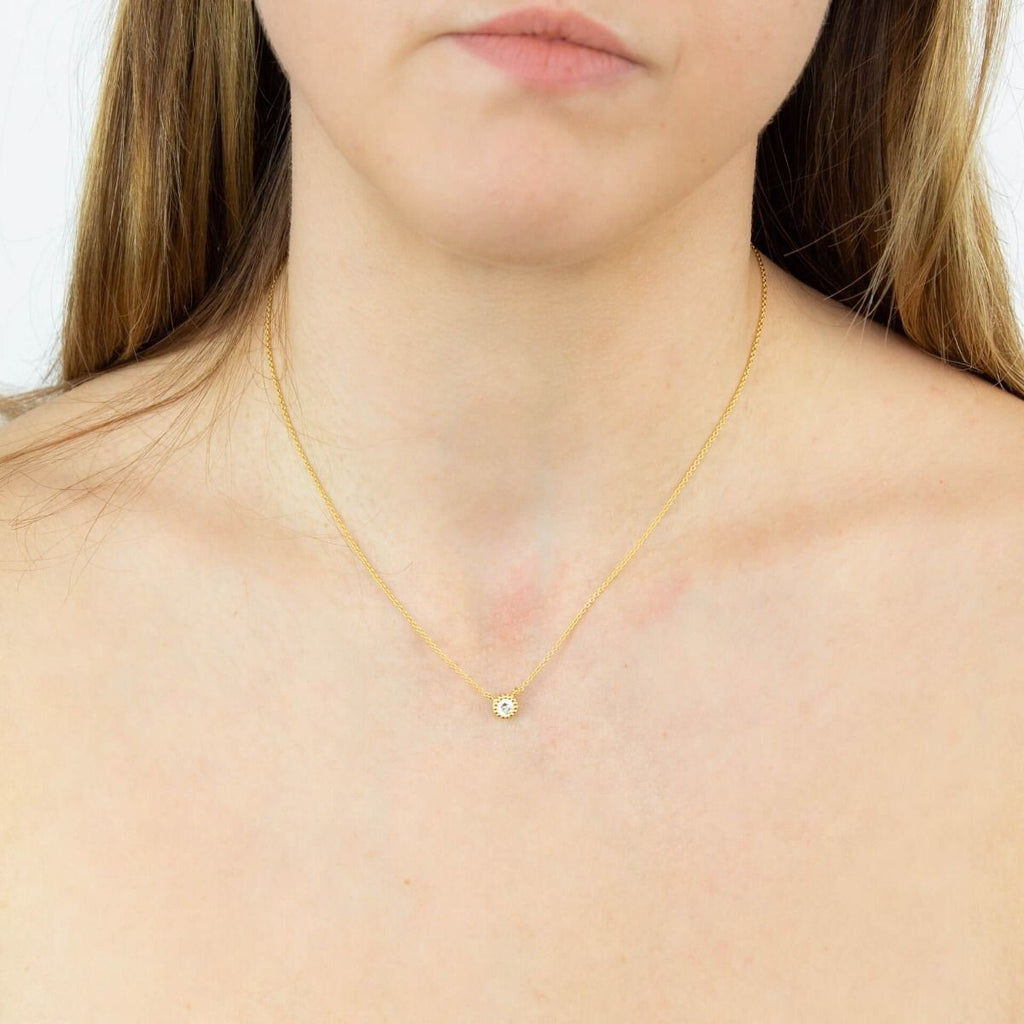 Millegrain Zircon Necklace 9ct Yellow Gold Plated Hallmarked Brand New Boxed