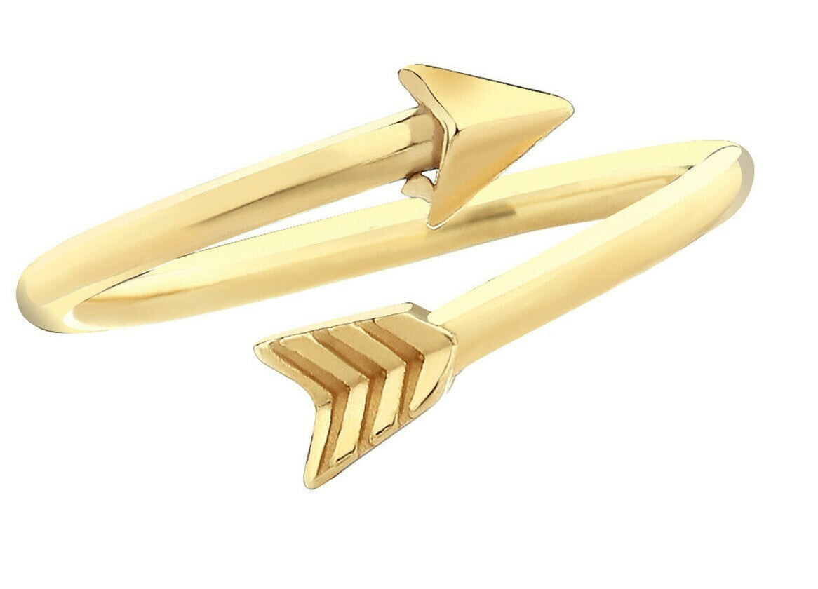 Sterling Silver Arrow Ring Gold Plated 925 Hallmarked Size I - T British Made