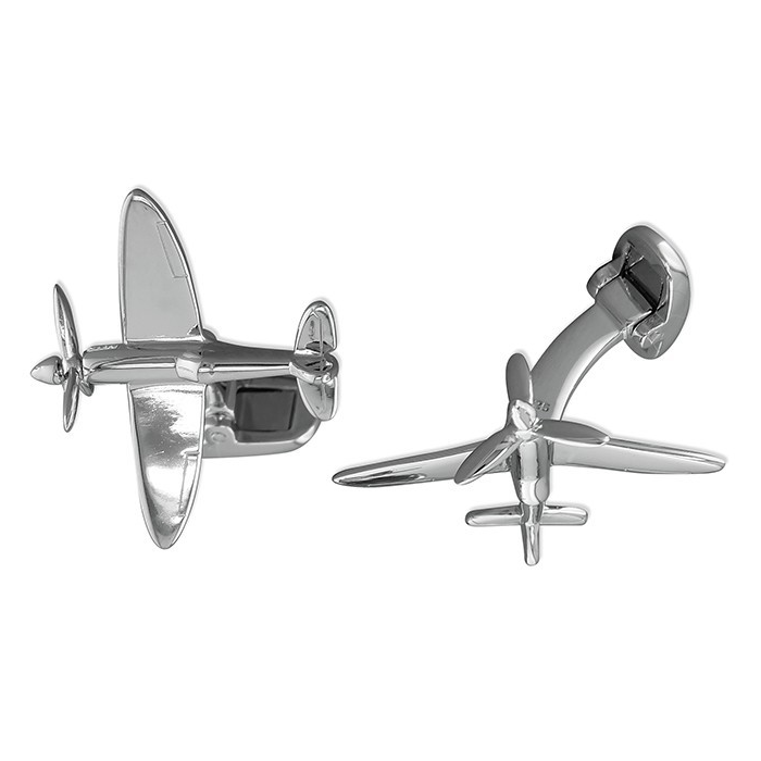 Solid Sterling Silver Spitfire Cufflink Set Men's 925 Hallmarked British Made