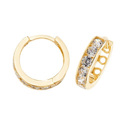 Mens 6 Stone Huggie Hoop Earring 9ct Yellow Gold 375 Hallmarked Brand New Boxed