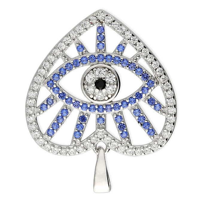 Sapphire Evil Eye Pendant Sterling Silver 925 Hallmarked All Chain Lengths
