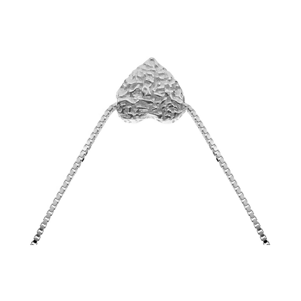 Textured Heart Necklace Solid Sterling Silver 925 Hallmarked British Made