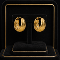 Plain Chunky Grooved Hoop Earrings 9ct Yellow Gold Plated Hallmarked Brand New