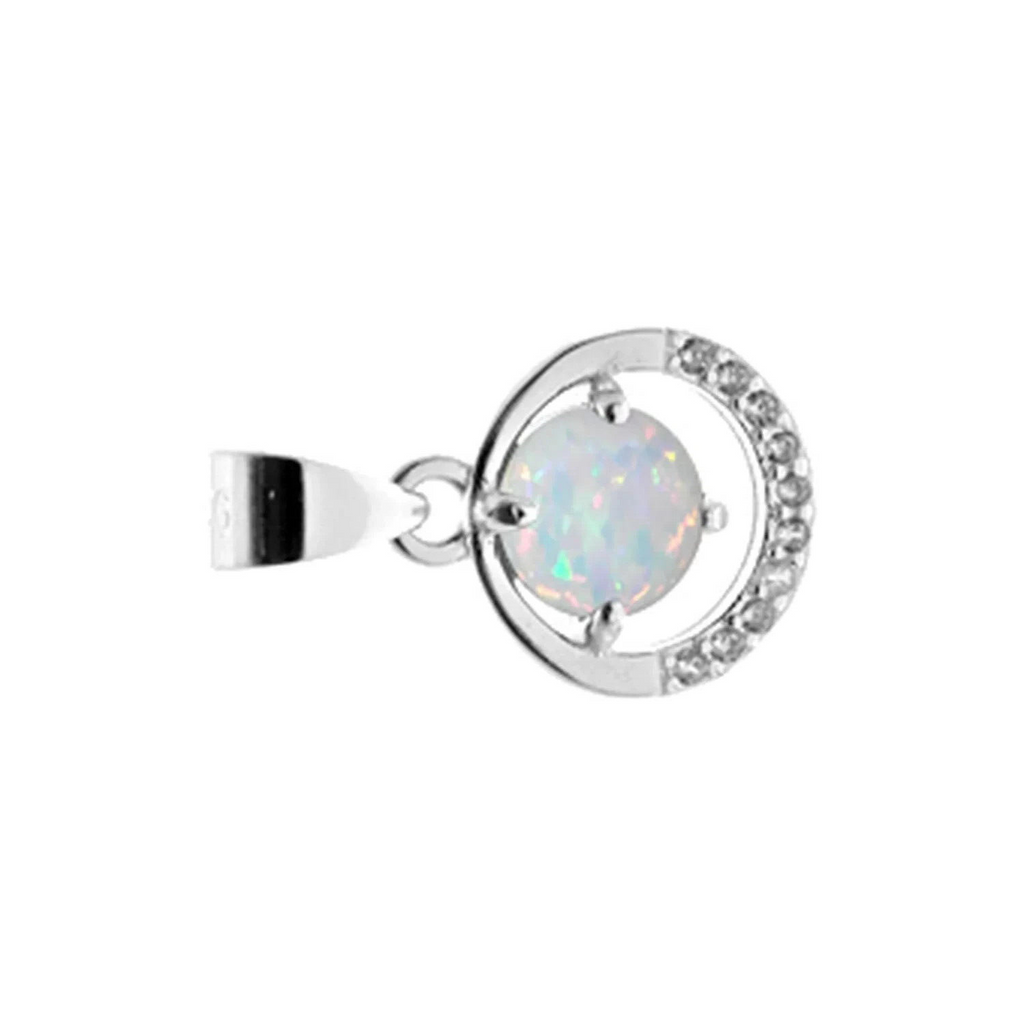 Halo White Opal Pendant Sterling Silver 925 Hallmark All Chain Lengths Brand New