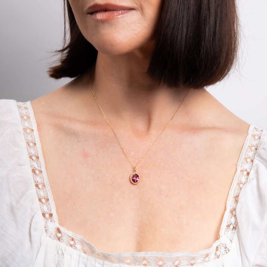 Oval Cut Pink Topaz Pendant & Earrings Set 9ct Yellow Gold 375 Hallmarked