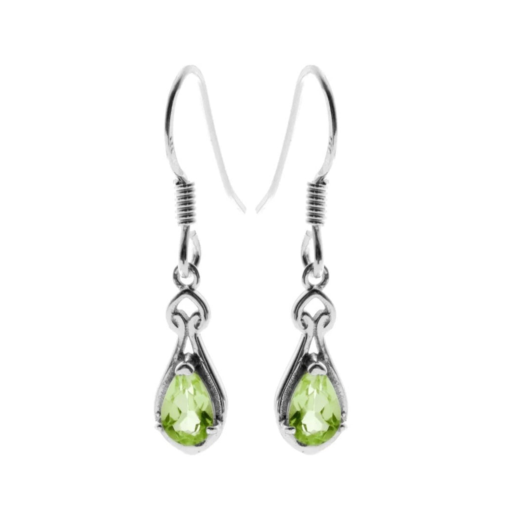 Natural Peridot Teardrop Drop Earrings Sterling Silver 925 Hallmarked Brand New