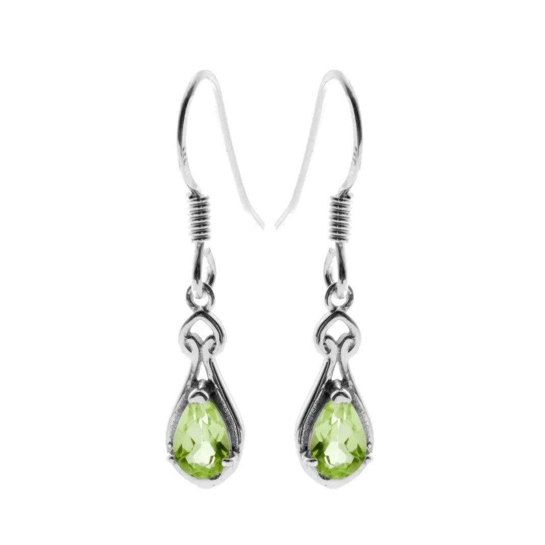 Natural Peridot Teardrop Drop Earrings Sterling Silver 925 Hallmarked Brand New