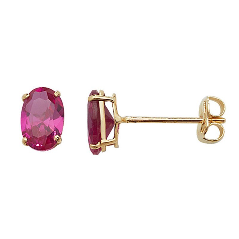 Oval Ruby Stud Earrings 9ct Yellow Gold 375 Hallmarked British Made Brand New
