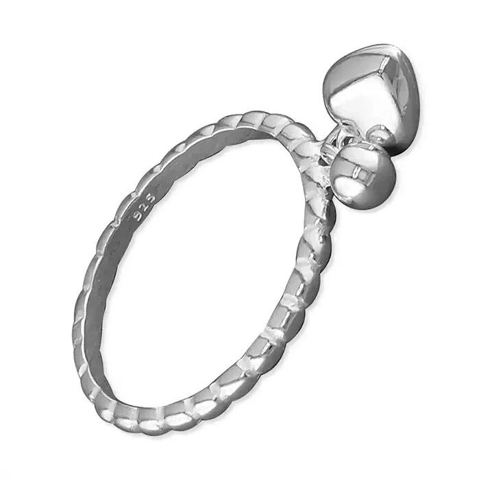 Heart Charm Band Ring Sterling Silver 925 Hallmarked British Made Size K - R